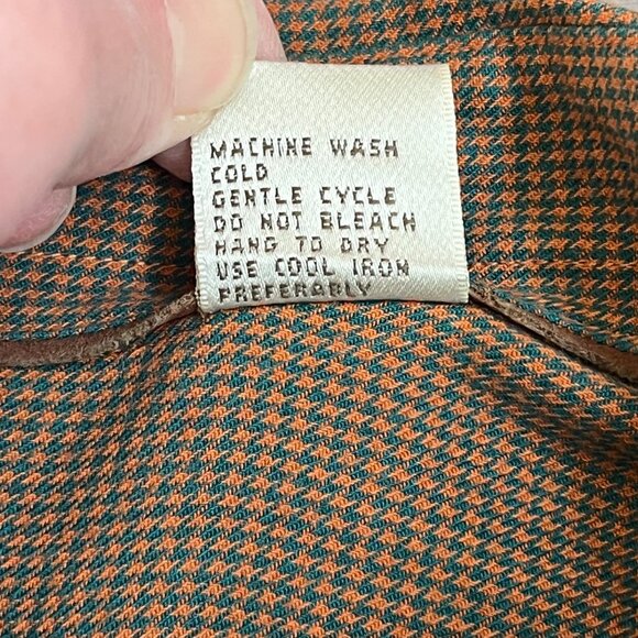 Viyella Mens Shooting Shirt Wool Blend Orange Green Houndstooth Long Slv Size Lg - Picture 9 of 9
